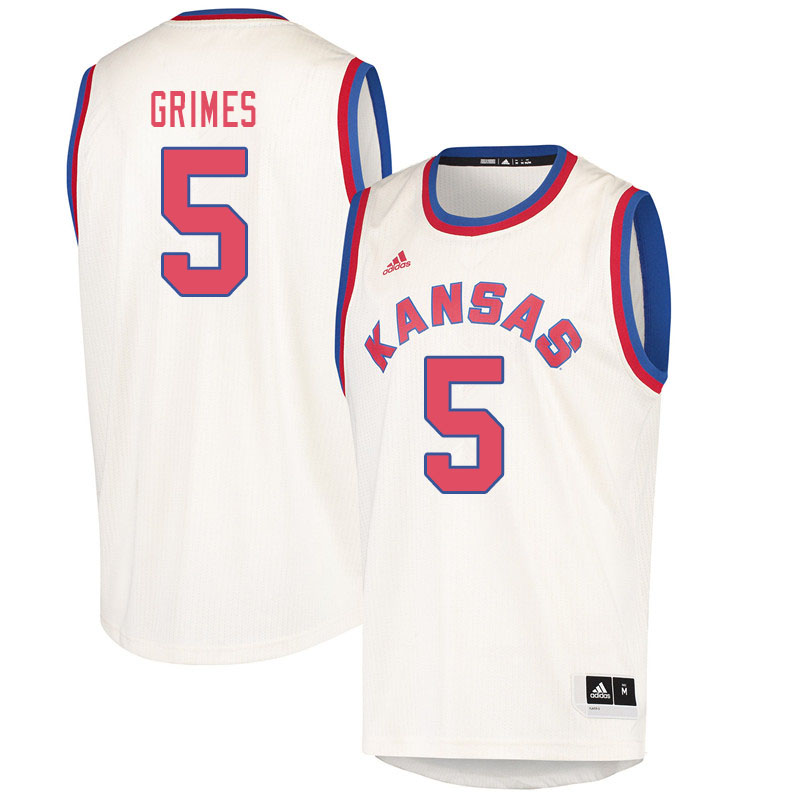 Men #5 Quentin Grimes Kansas Jayhawks College Basketball Jerseys Sale-Cream - Click Image to Close